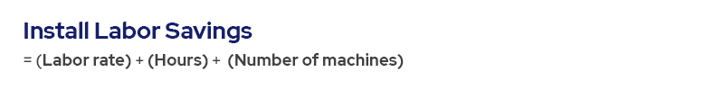 Install Labor Savings = (labor rate) * (hours) * (number of machines)